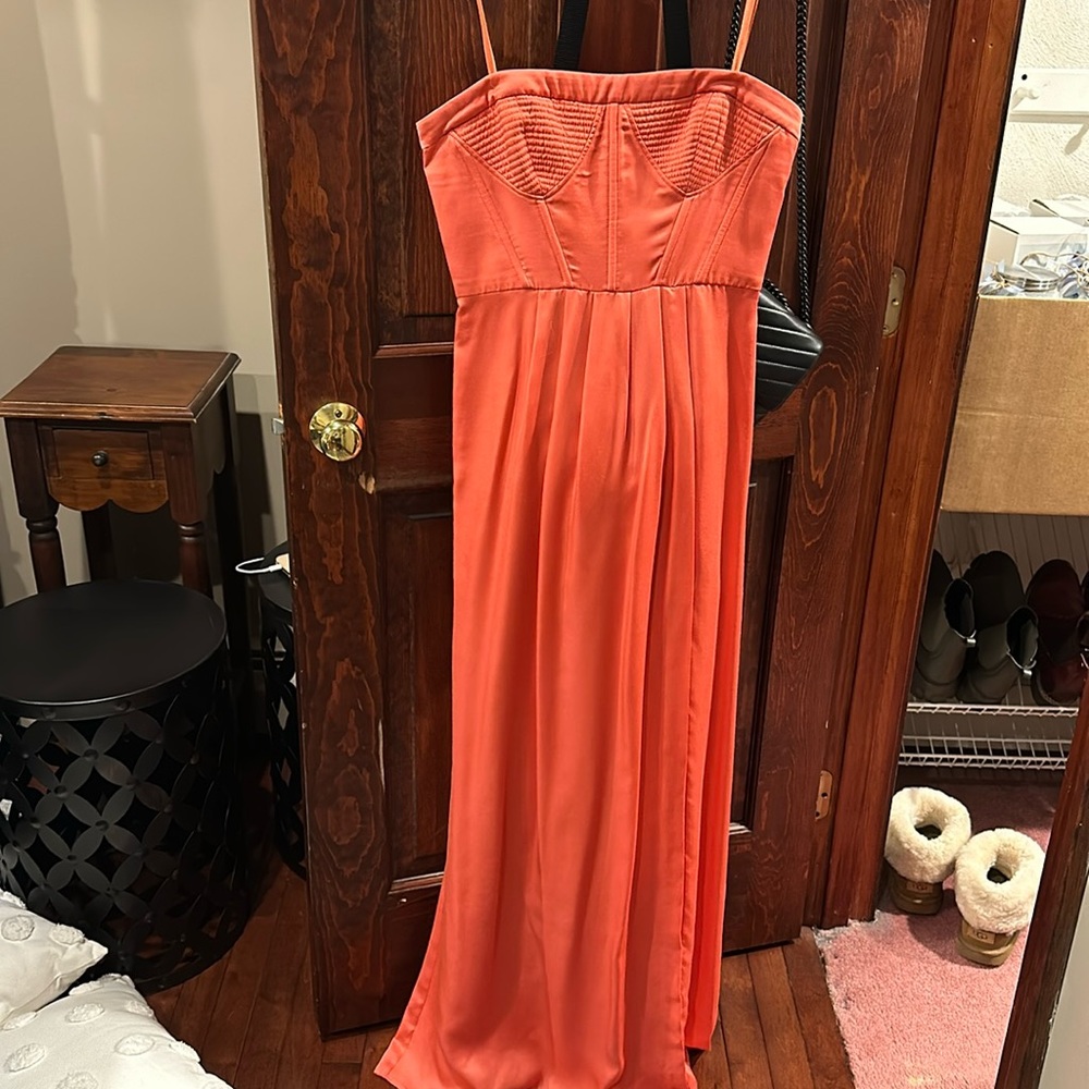 BCBG coral prom dress